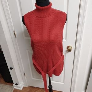 Wine turtleneck sleeveless sweater/Skirt